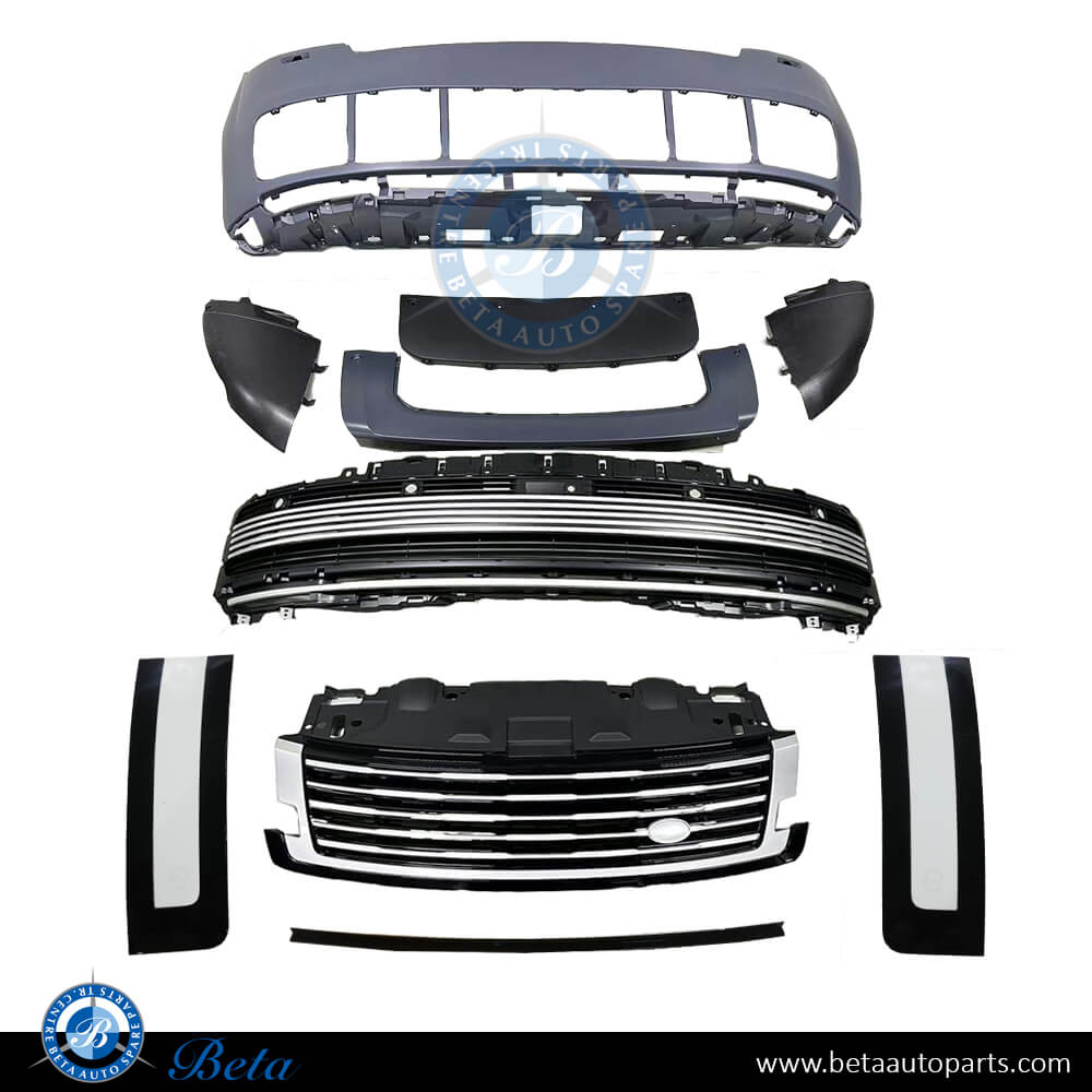 Front Bumper SV Look Black and Silver for Range Rover Vogue 2023-Up models, Part Number LR165109 Front Bumper SV Look Black and Silver for Range Rover Vogue 2023-Up models, Part Number LR165109